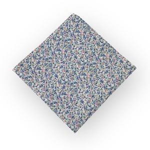 White w/ Pastel Ditsy Floral Pocket Square